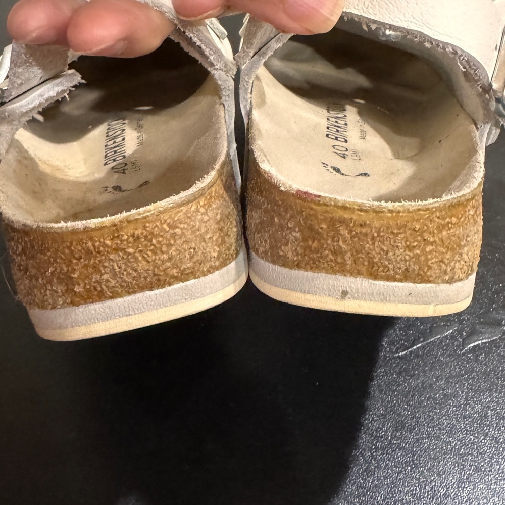 Birkenstock White Tokyo Leather Mules clogs size L9/ M7 - Picture 5 of 12